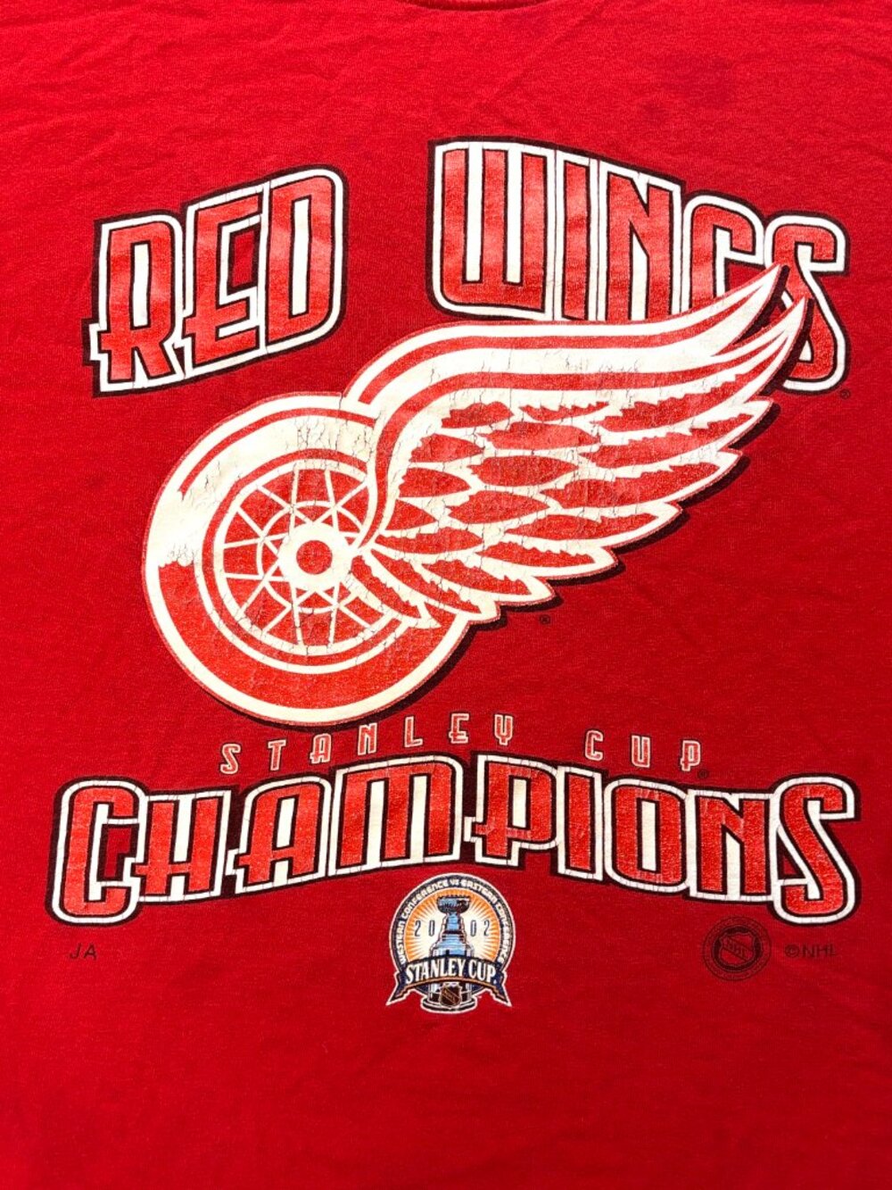 Vintage Detroit Red Wings 2002 Stanley Cup T Shirt Red Sz XL NHL Champions - Picture 4 of 10